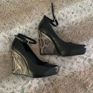 Snake Print Wedges